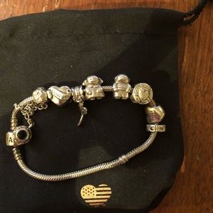 18 inch Pandora bracelet lock chain and 7charms